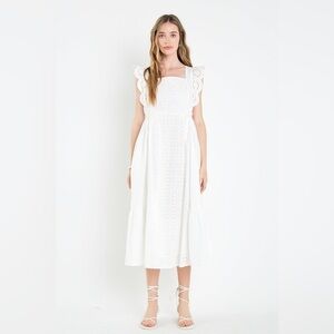 English Factory Eyelet Midi Dress White NWT